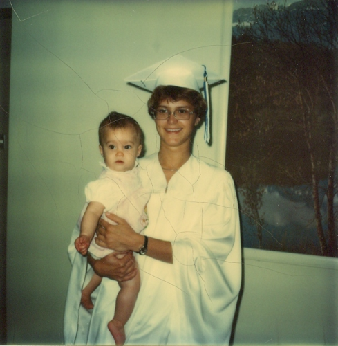 With my mom at her high school graduation.